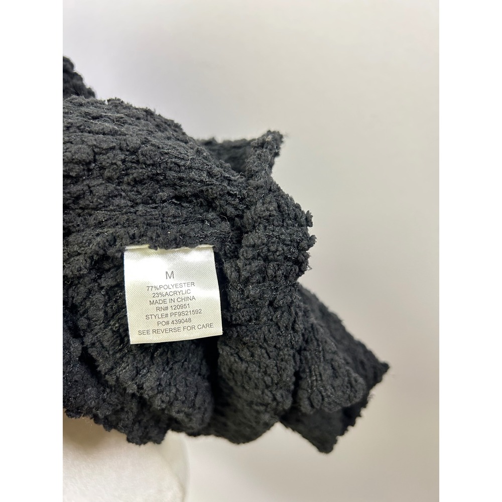 Pink Rose Poncho Sweater Women Medium Black Popcorn Knit Cowl Neck Cape - Picture 8 of 10